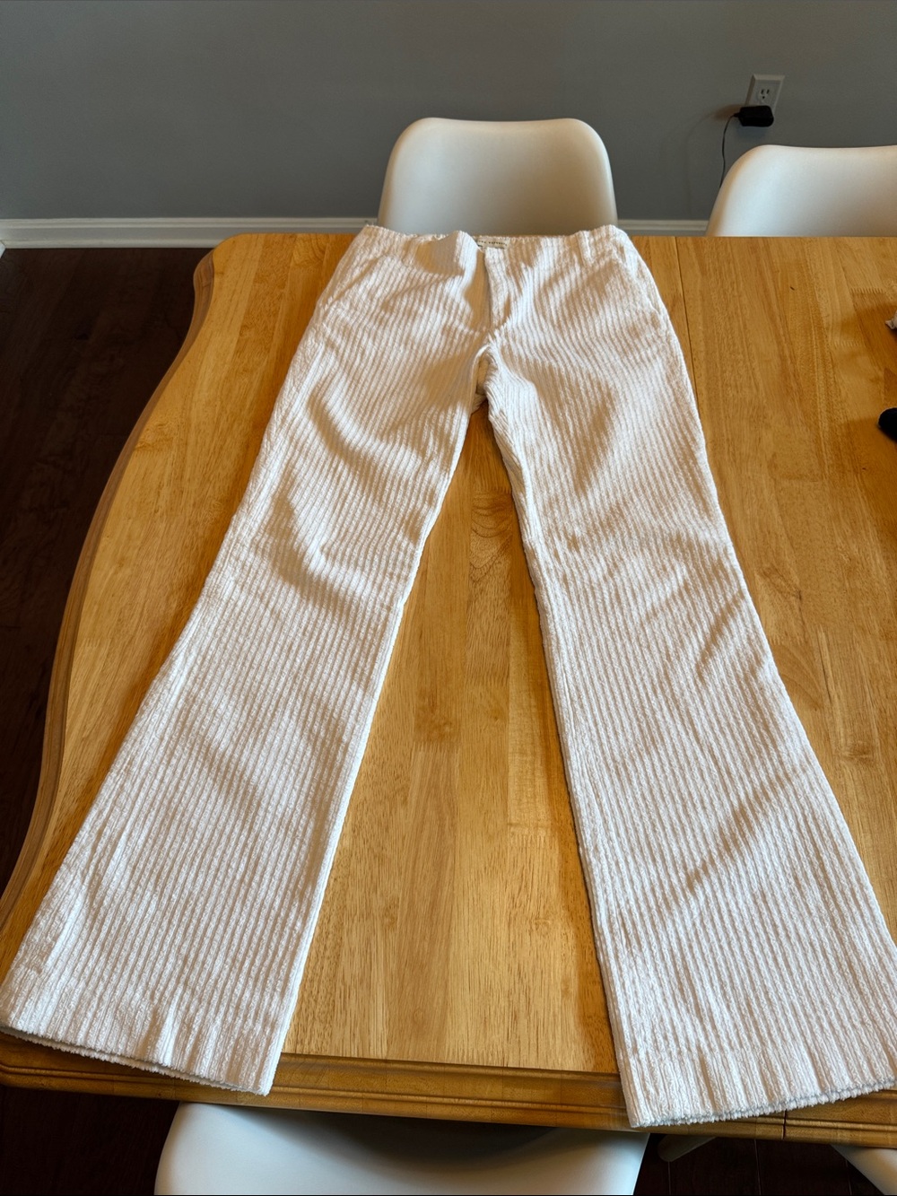 Banana Republic Cream Ribbed Straight-Leg Pants